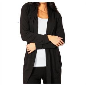 NEW FRENCH KYSS open hoodie duster in black